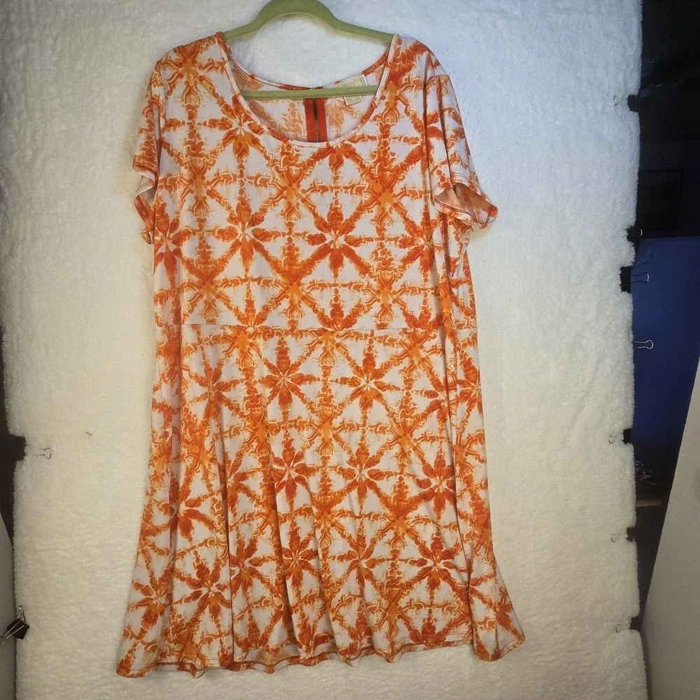 Michael Kors Flare Midi Dress Womens Plus Size 3x Dopamine Beach Vacation Resort